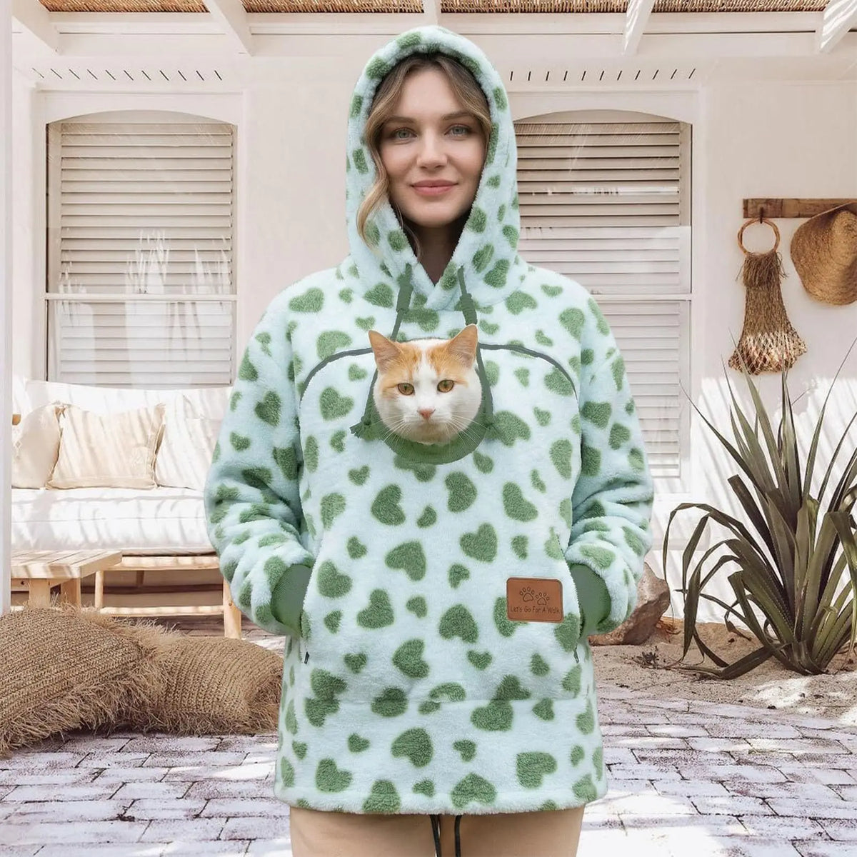 Light green Color Women’s Fleece Hoodie Pullover With Kangaroo Pocket