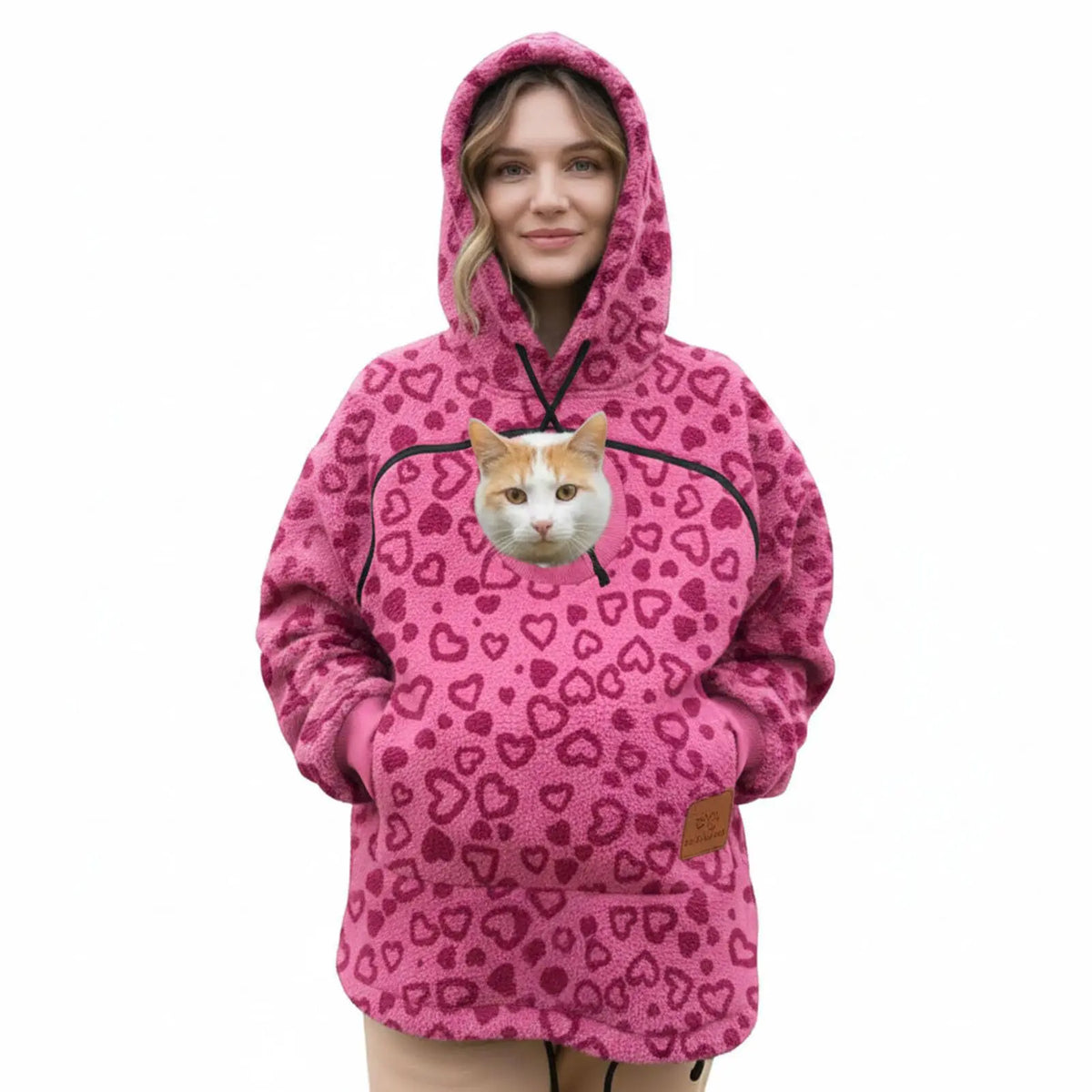 Fuchsia Color Women’s Fleece Hoodie Pullover With Kangaroo Pocket