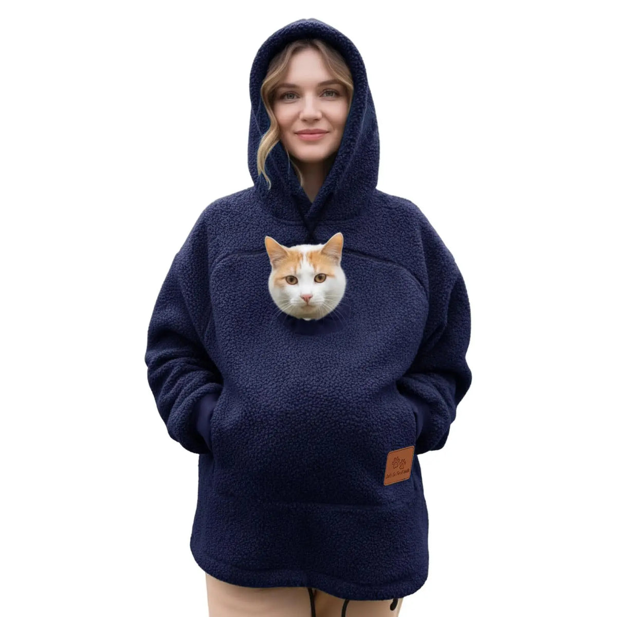 Navy blue Color Women’s Fleece Hoodie Pullover With Kangaroo Pocket